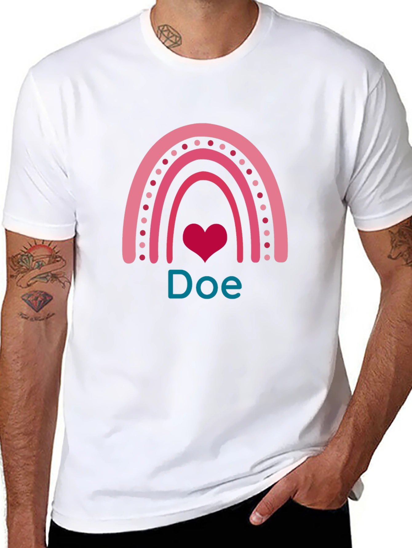 Rainbow Heart Custom T-Shirt - Doe