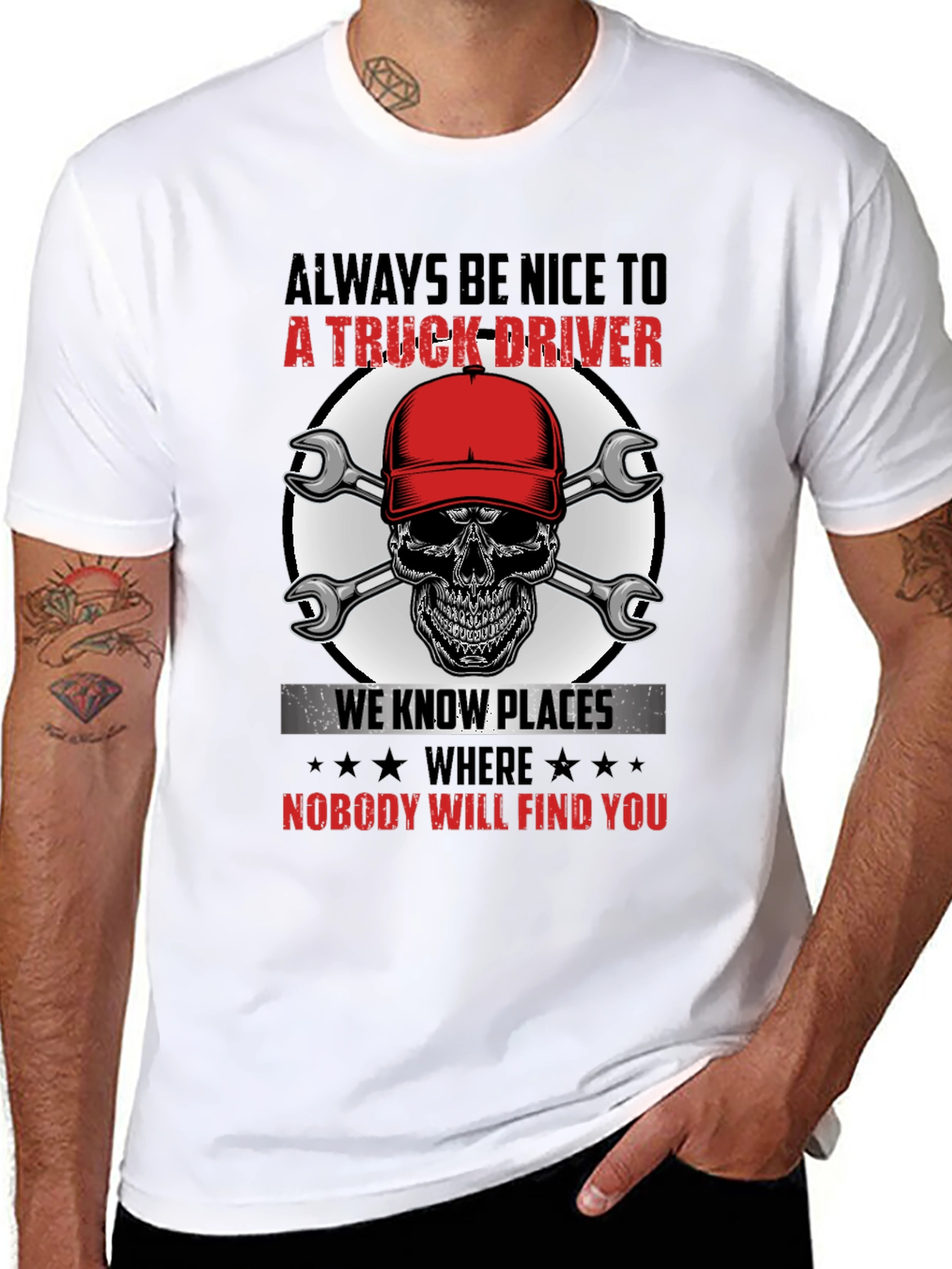 Truck Driver Skull Graphic Tee - Always Be Nice