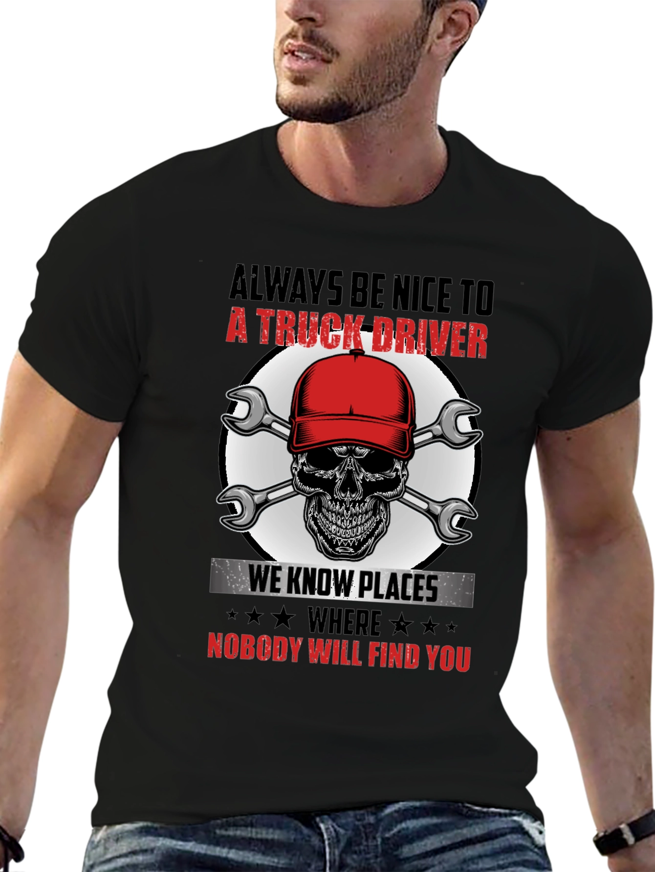 Truck Driver Skull Graphic Tee - Always Be Nice