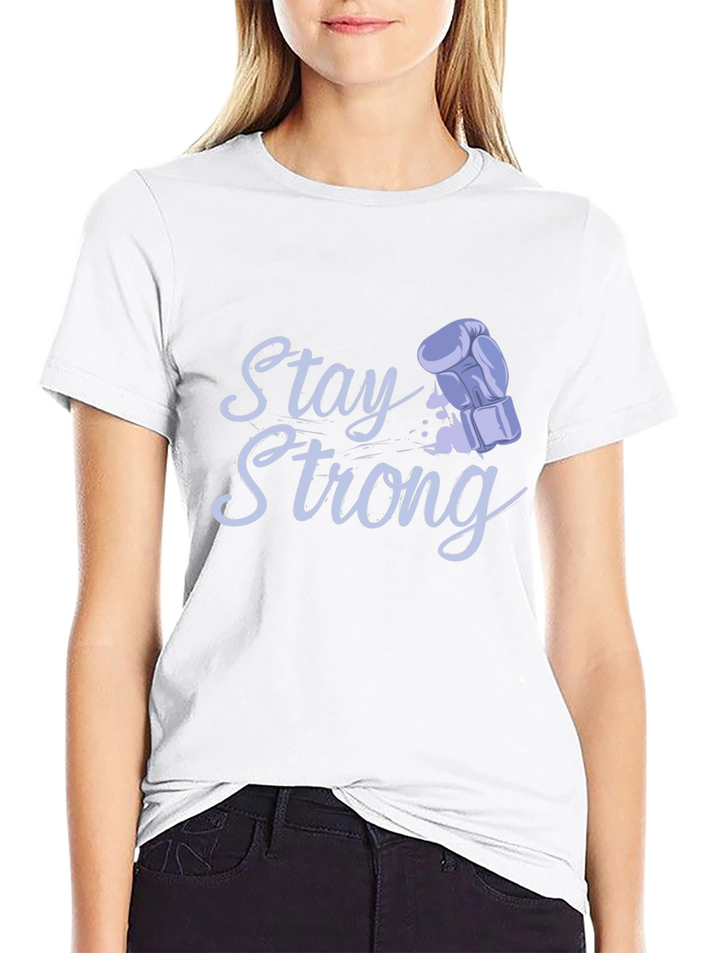 Stay Strong Boxing Glove Graphic Tee - Black