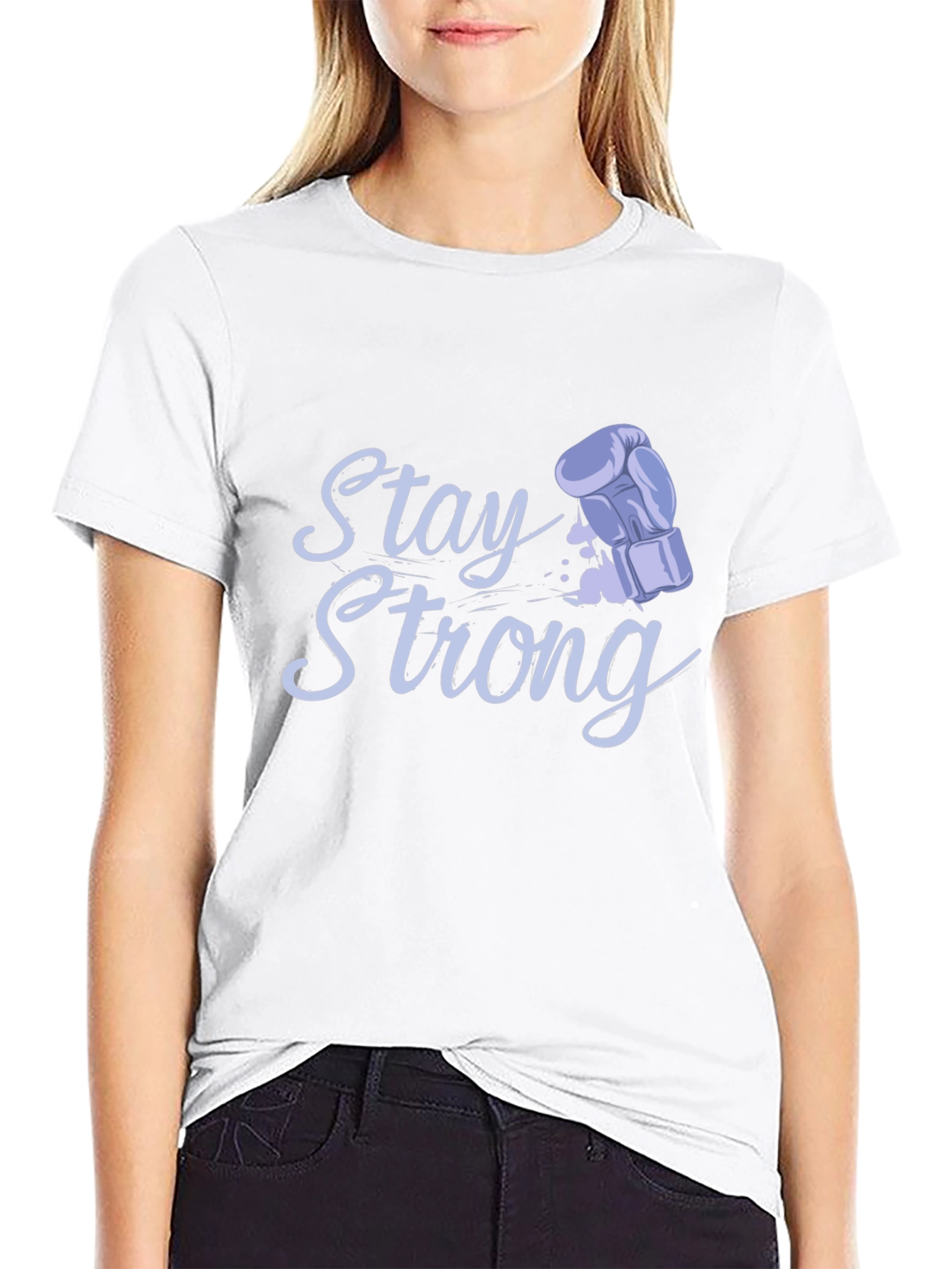 Stay Strong Boxing Glove Graphic Tee - Black