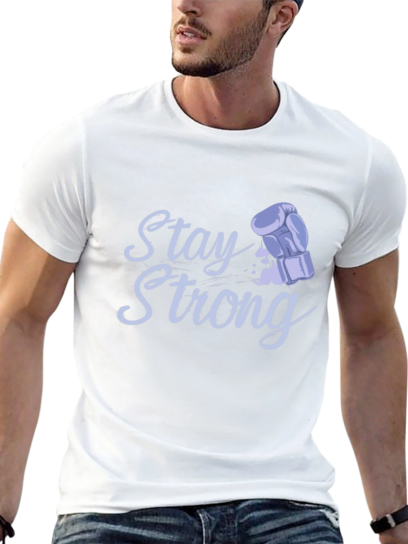 Stay Strong Boxing Glove Graphic Tee - Black