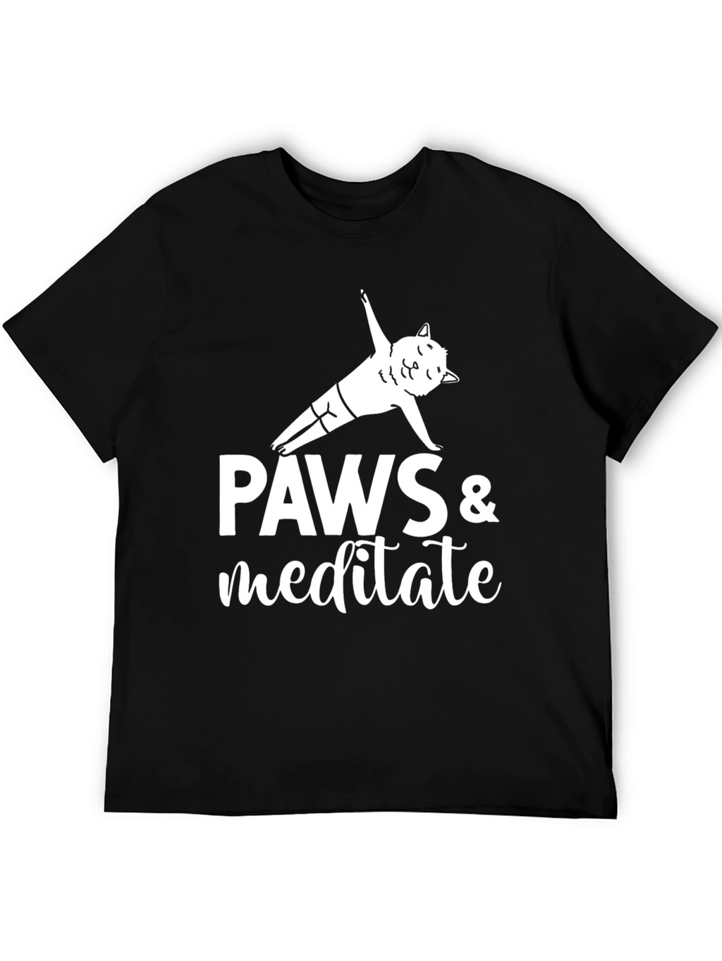 Paws & Meditate Yoga Cat Graphic T-Shirt