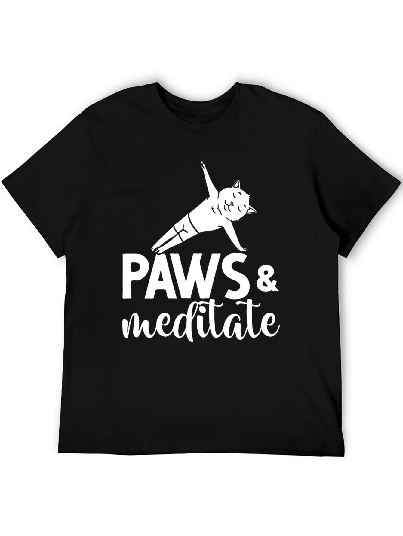 Paws & Meditate Yoga Cat Graphic T-Shirt
