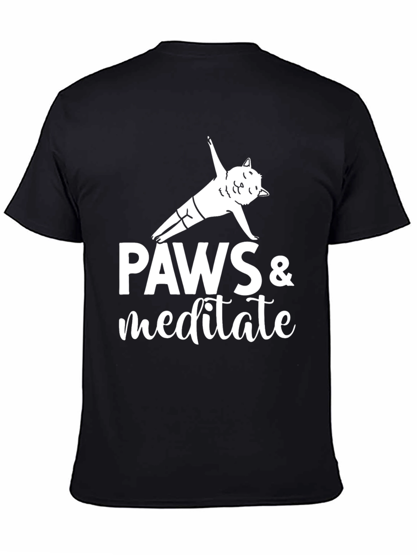 Paws & Meditate Yoga Cat Graphic T-Shirt