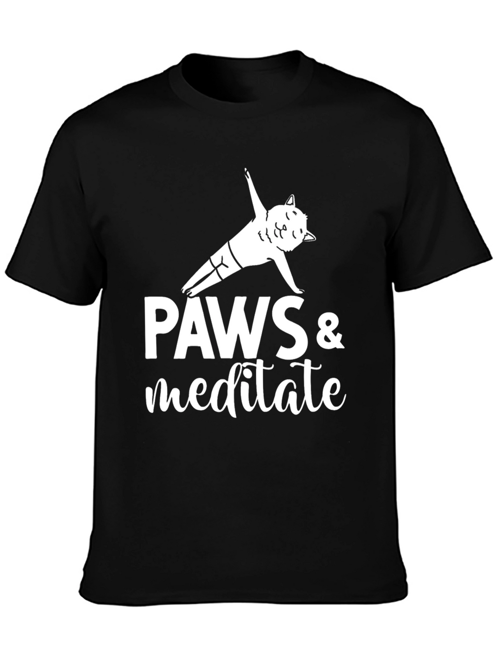 Paws & Meditate Yoga Cat Graphic T-Shirt