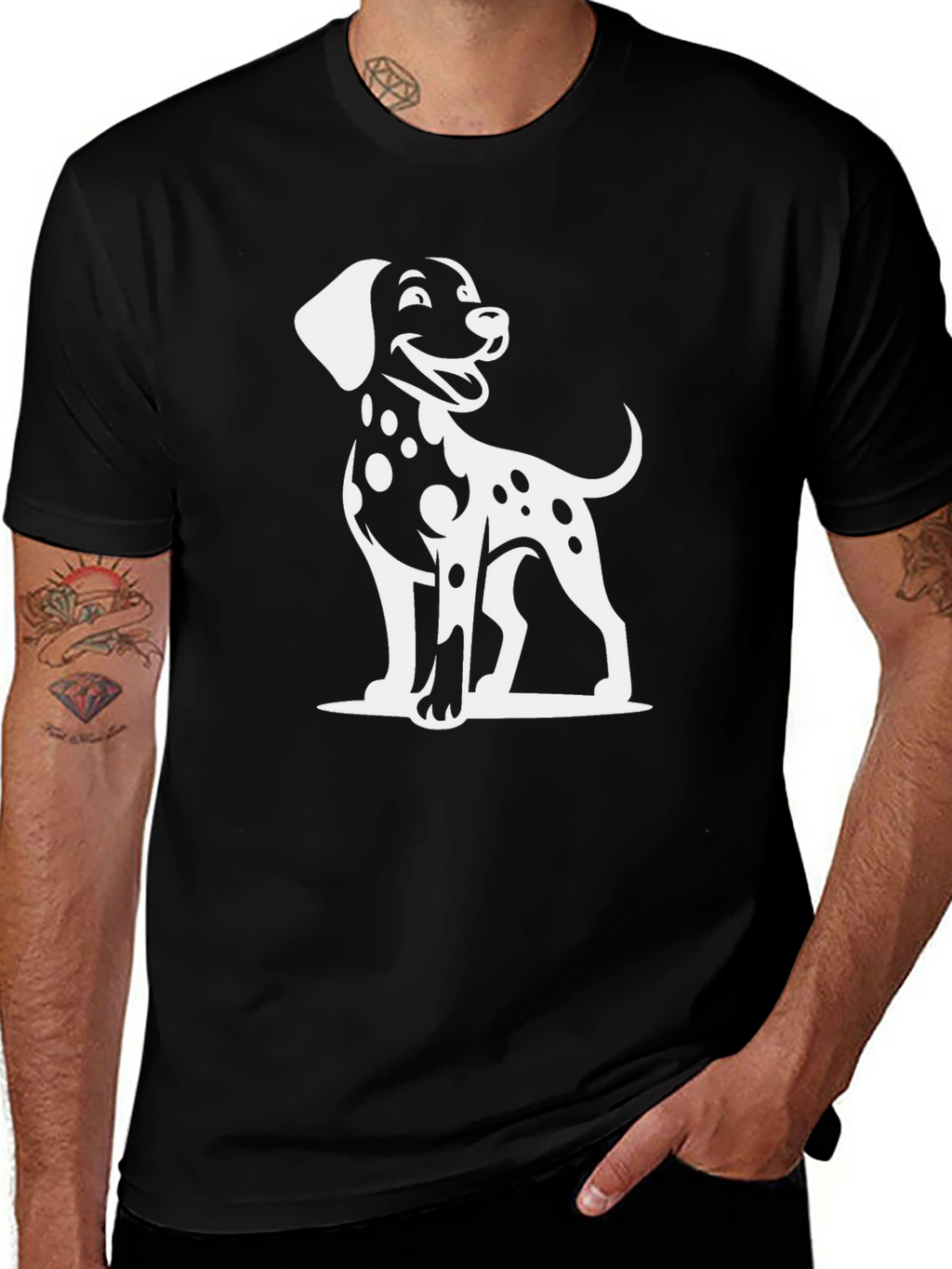 Dalmatian Dog Graphic T-Shirt - Black