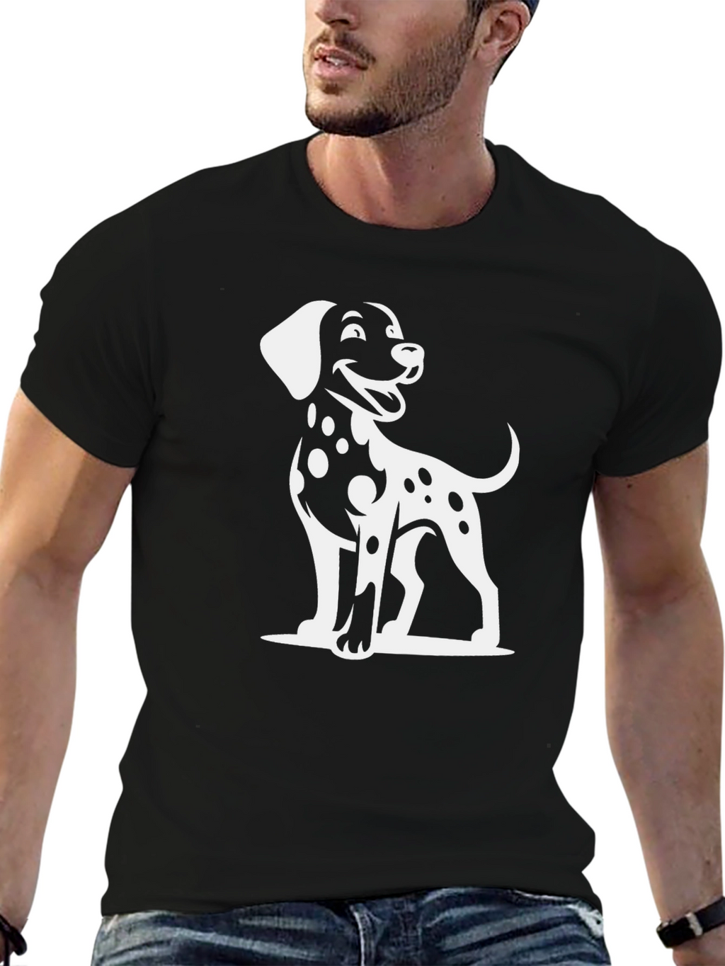 Dalmatian Dog Graphic T-Shirt - Black