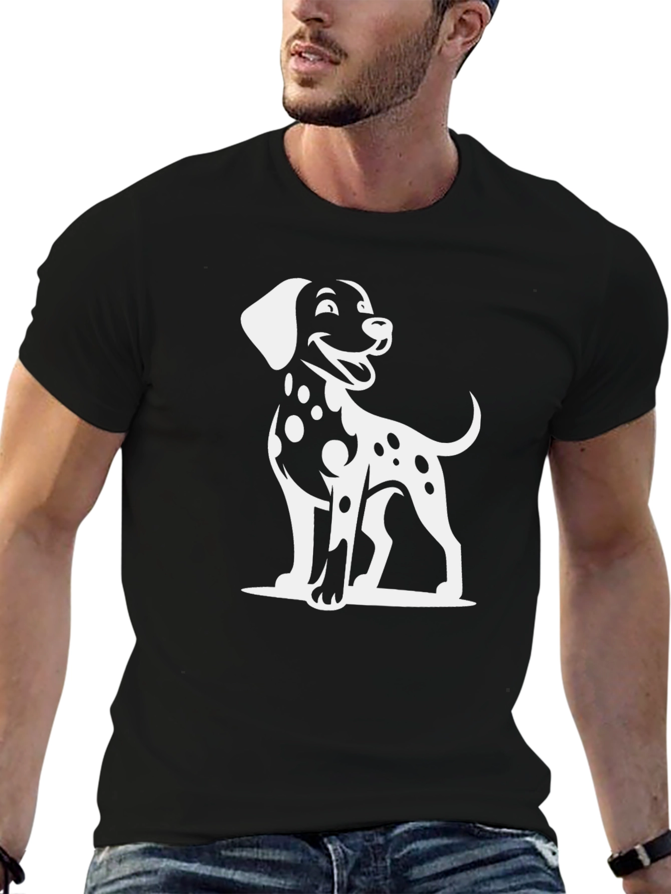Dalmatian Dog Graphic T-Shirt - Black