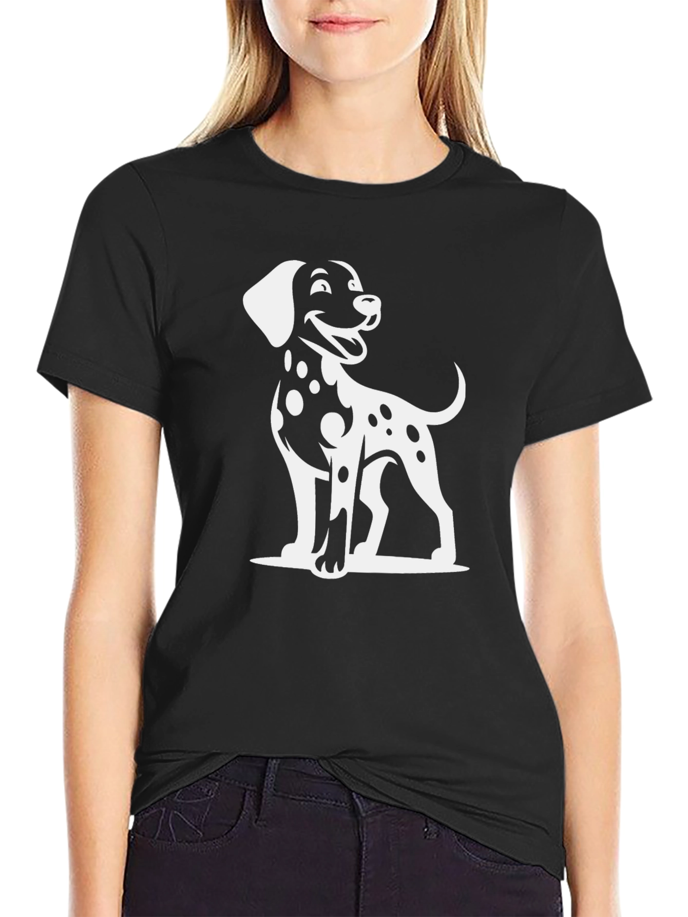 Dalmatian Dog Graphic T-Shirt - Black