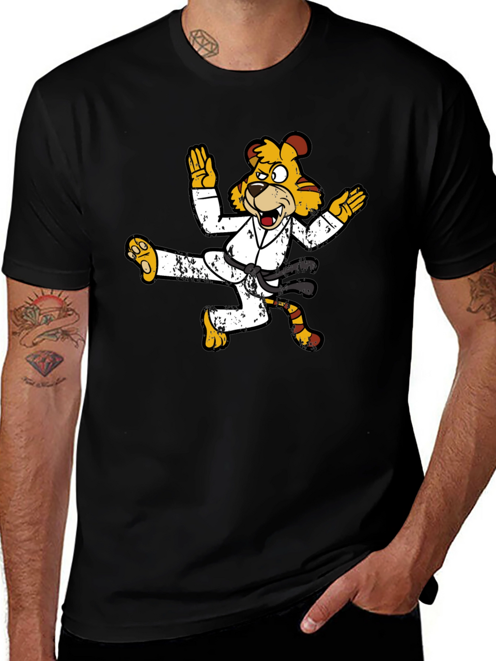 Karate Tiger Graphic T-Shirt Black