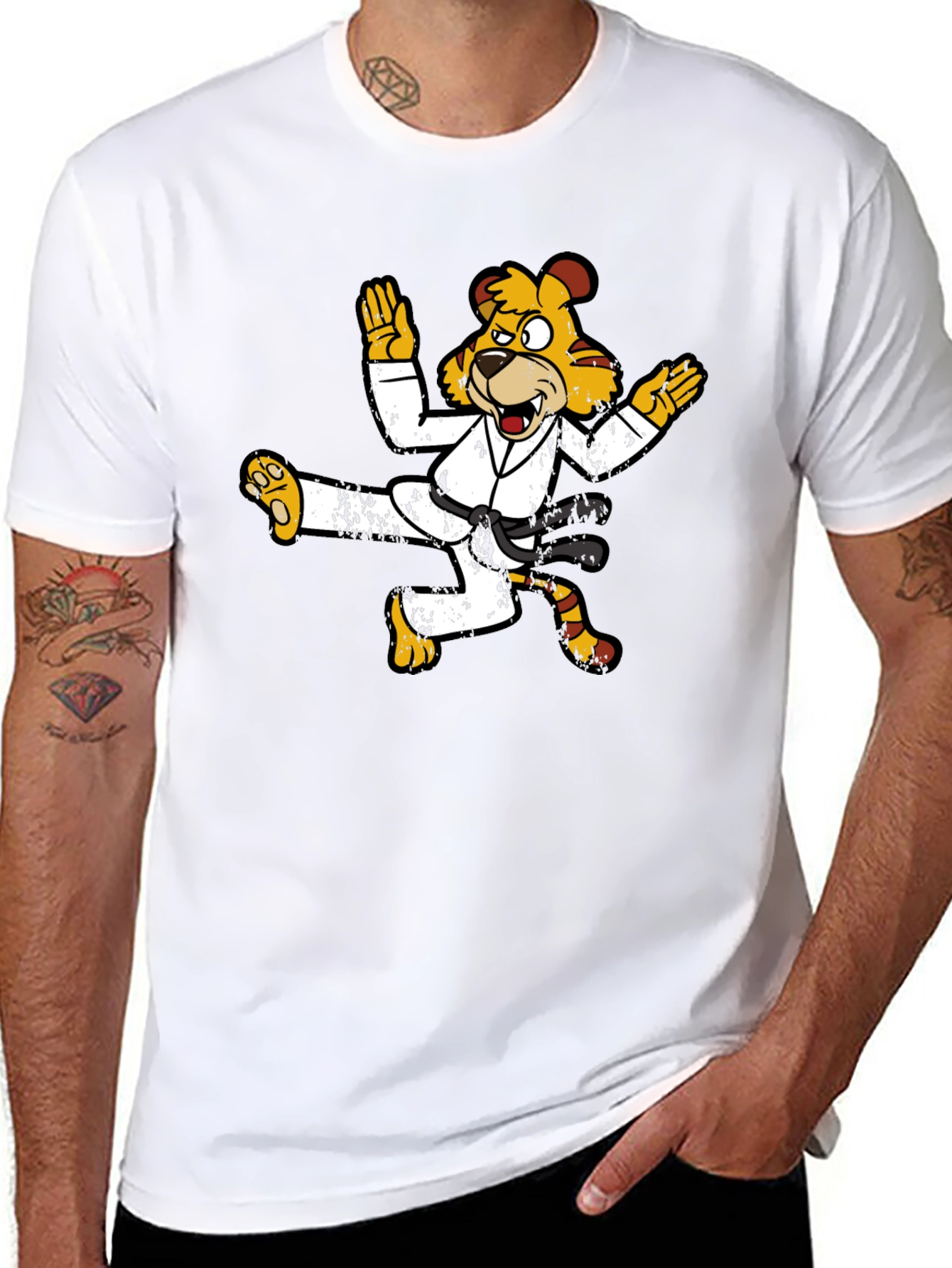 Karate Tiger Graphic T-Shirt Black