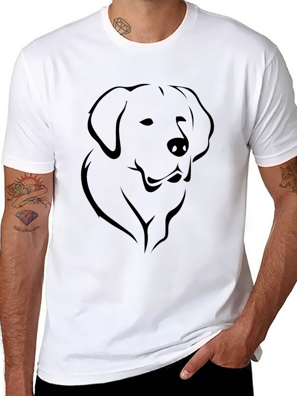 Mens Black Dog Graphic Tee - Casual Style