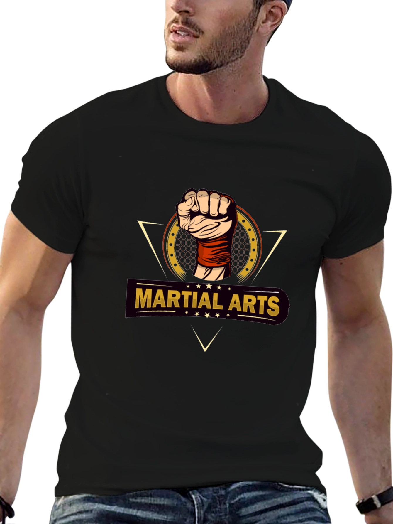 Martial Arts Fist Graphic T-Shirt - Black