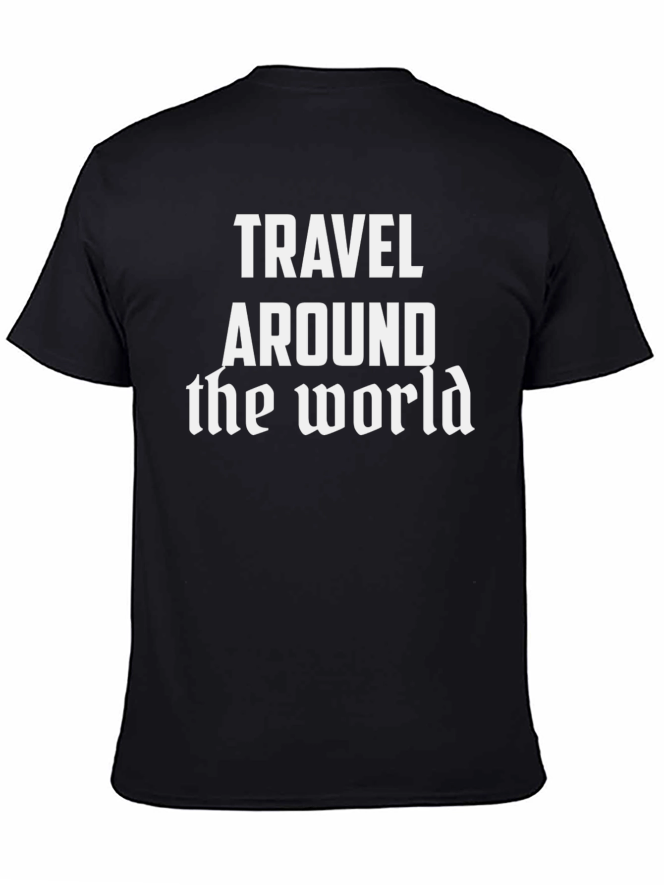 Travel Around the World Graphic Tee - Black Cotton