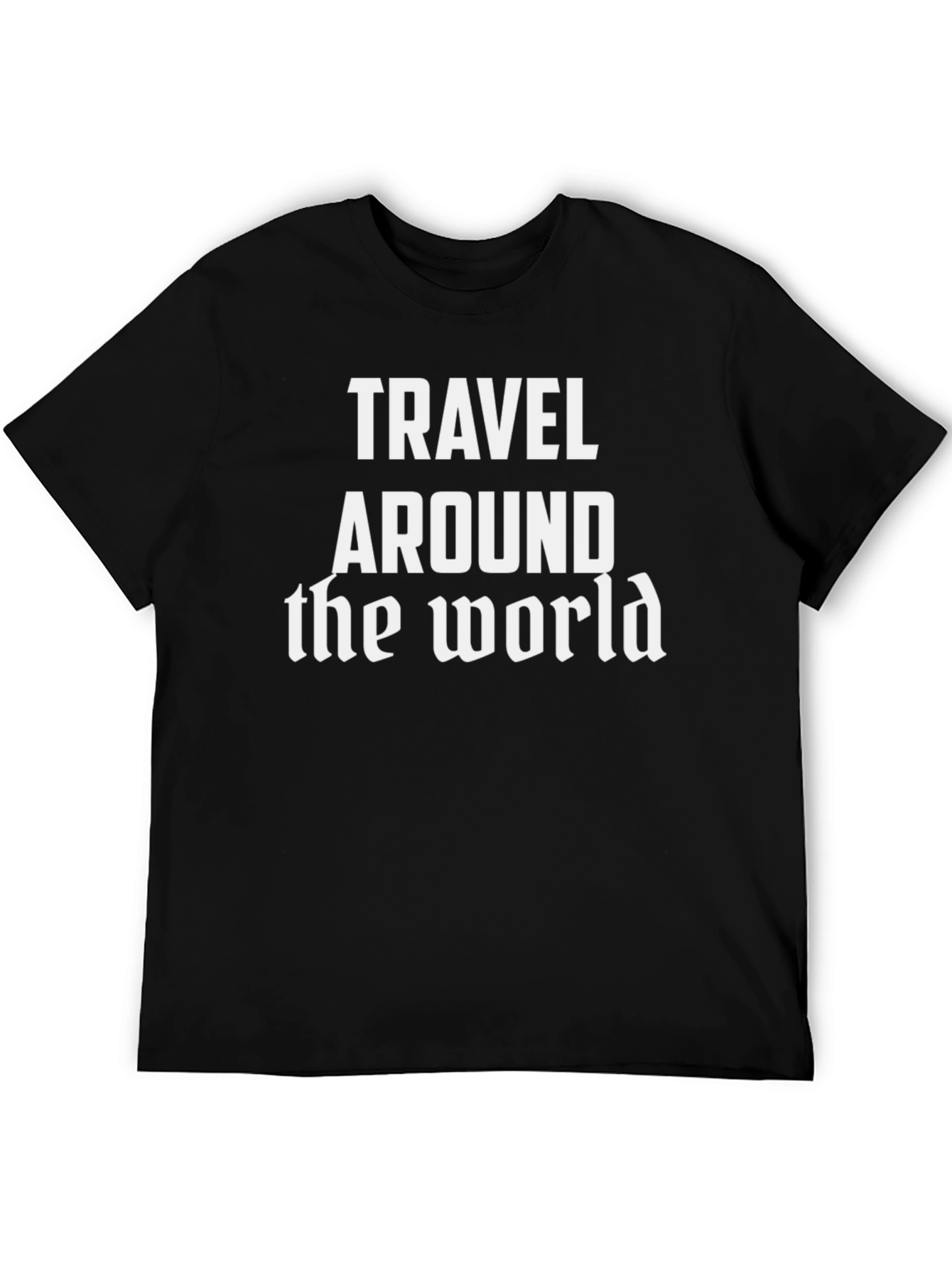 Travel Around the World Graphic Tee - Black Cotton