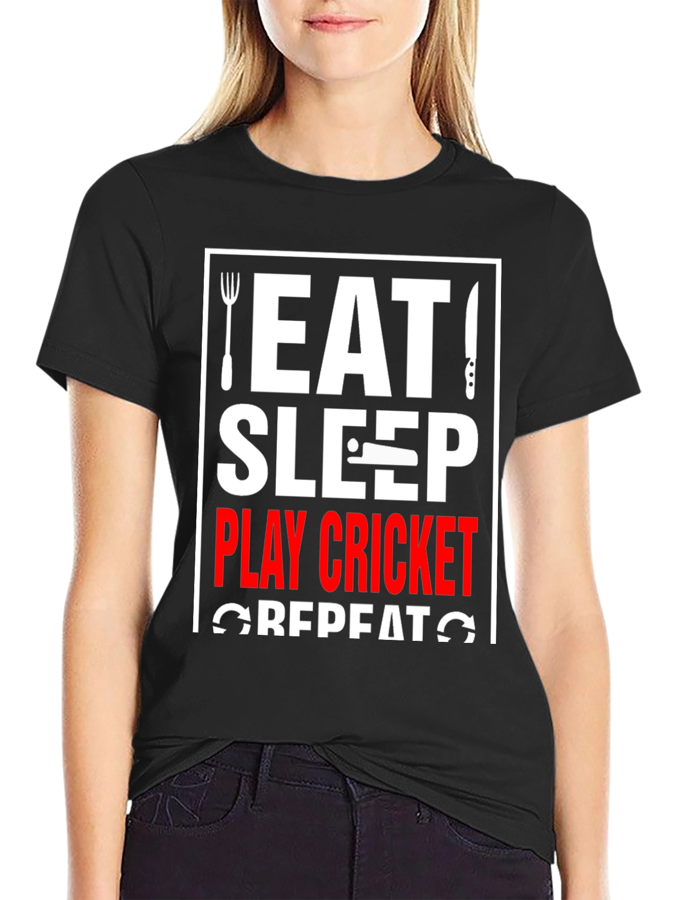 Eat Sleep Play Cricket Repeat T-Shirt