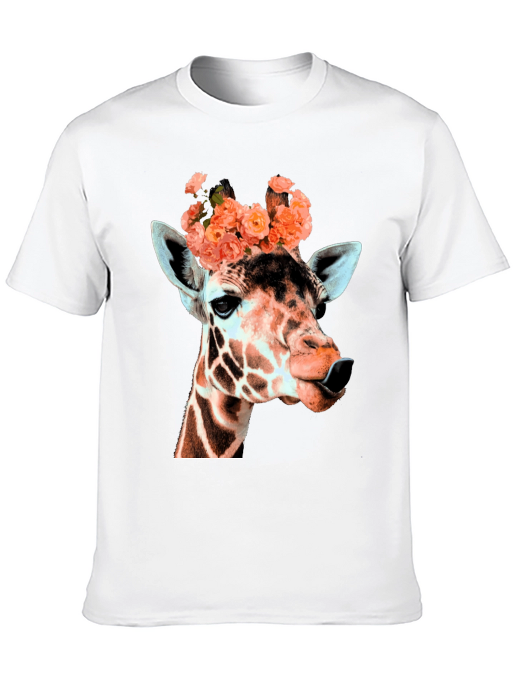 Giraffe with Flowers Graphic T-Shirt