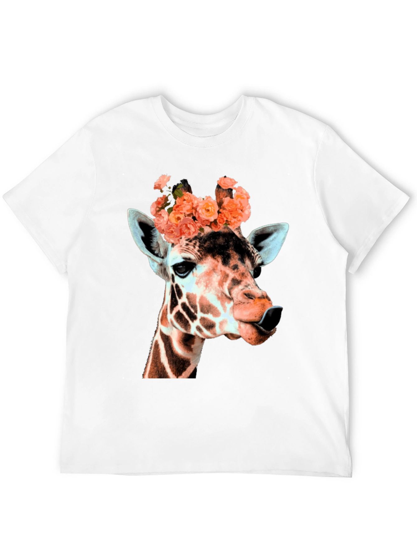 Giraffe with Flowers Graphic T-Shirt