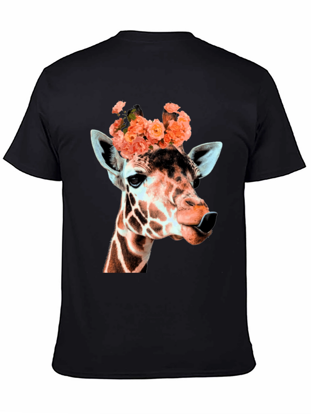 Giraffe with Flowers Graphic T-Shirt