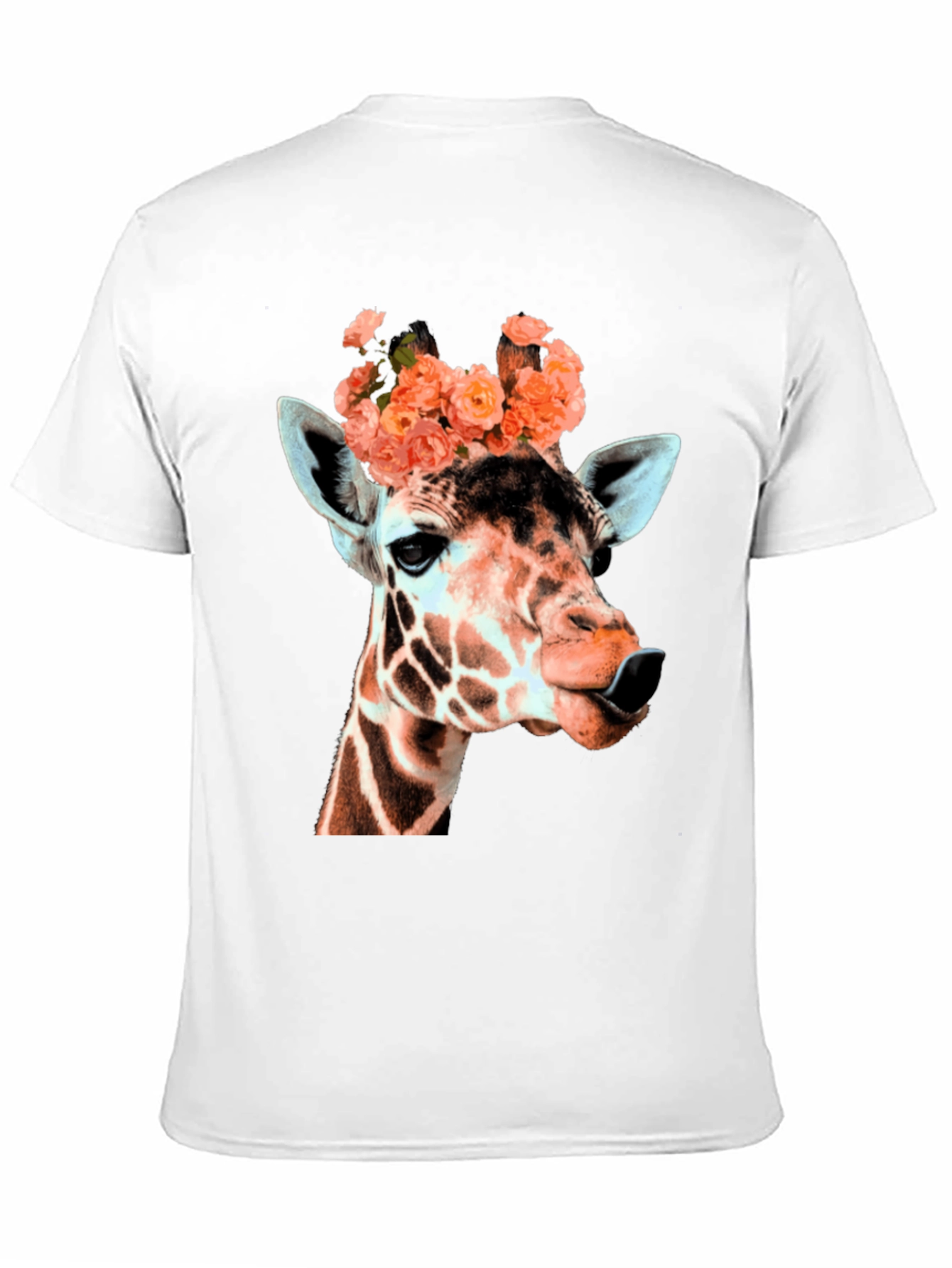 Giraffe with Flowers Graphic T-Shirt