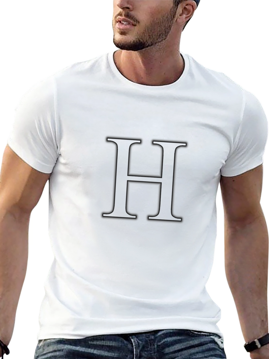 Black T-Shirt with H Design