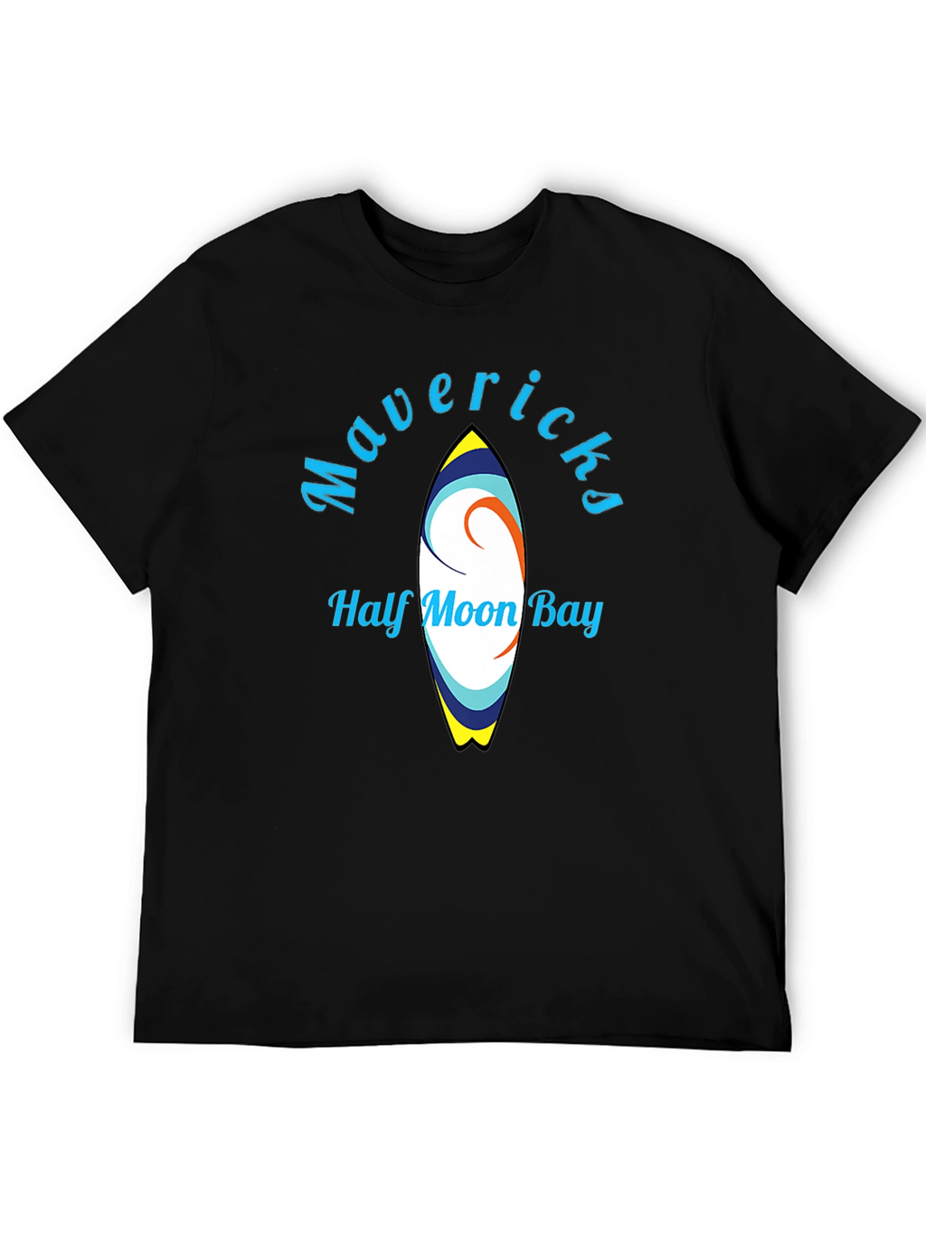 Mavericks Half Moon Bay Surfboard Black T-Shirt