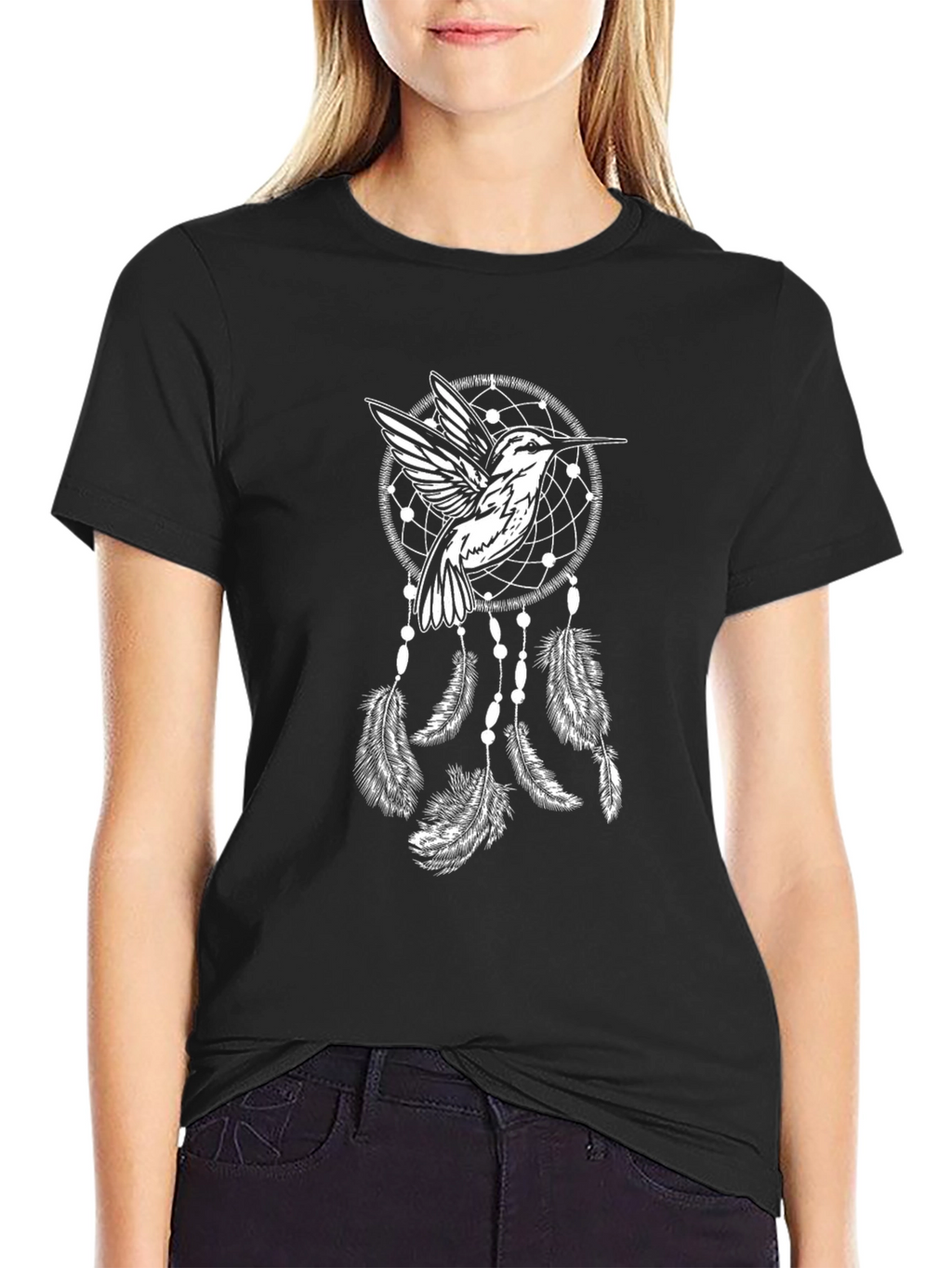 Hummingbird Dreamcatcher Black T-Shirt