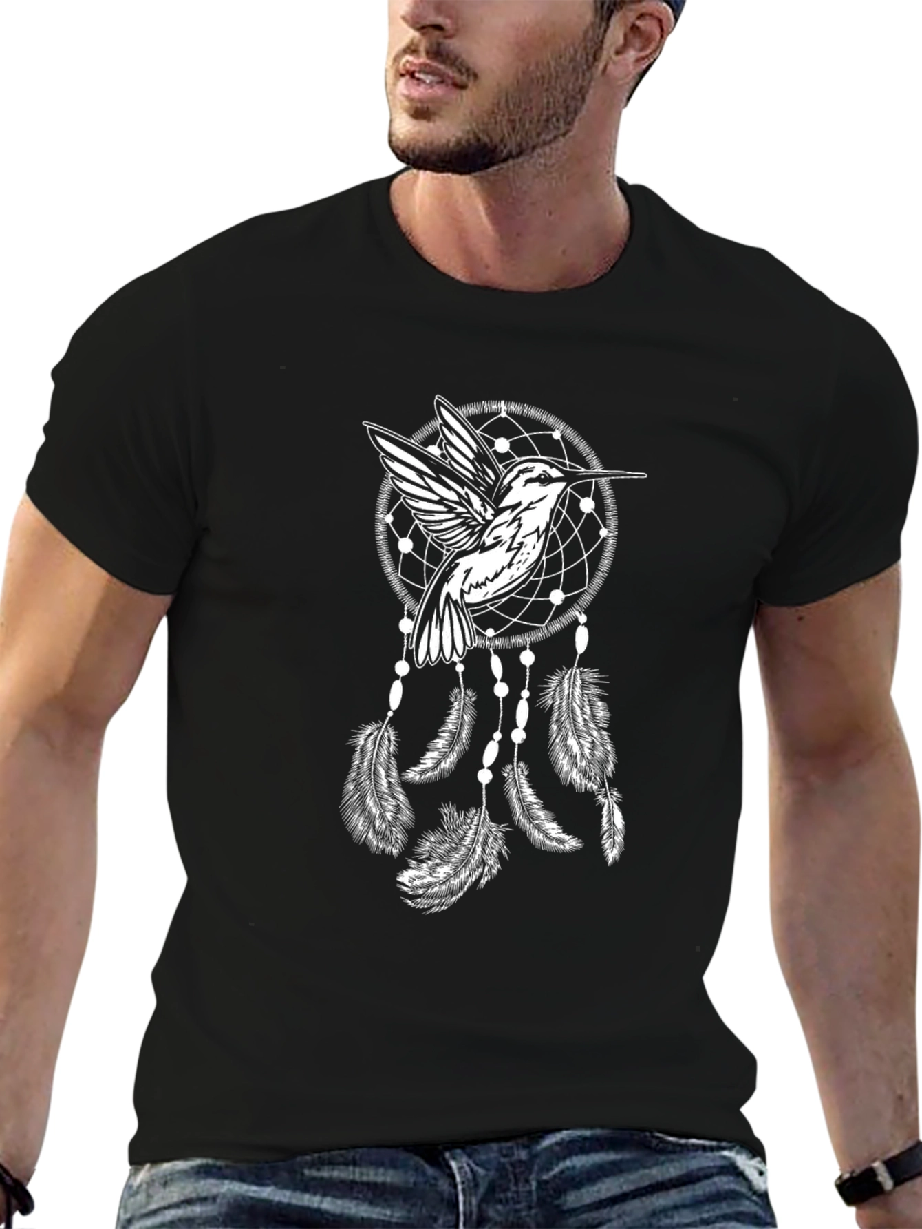 Hummingbird Dreamcatcher Black T-Shirt