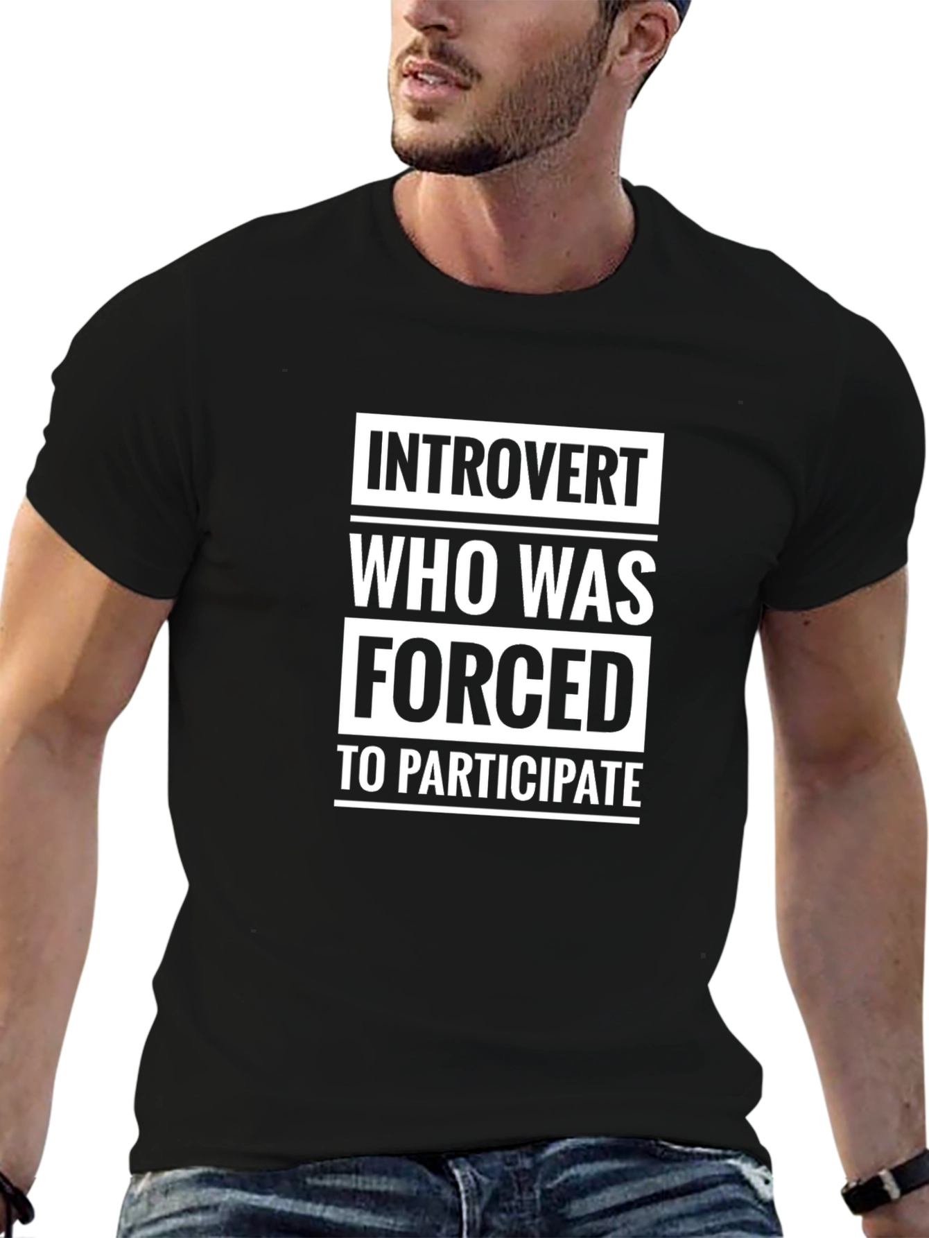 Introvert Forced to Participate Black T-Shirt