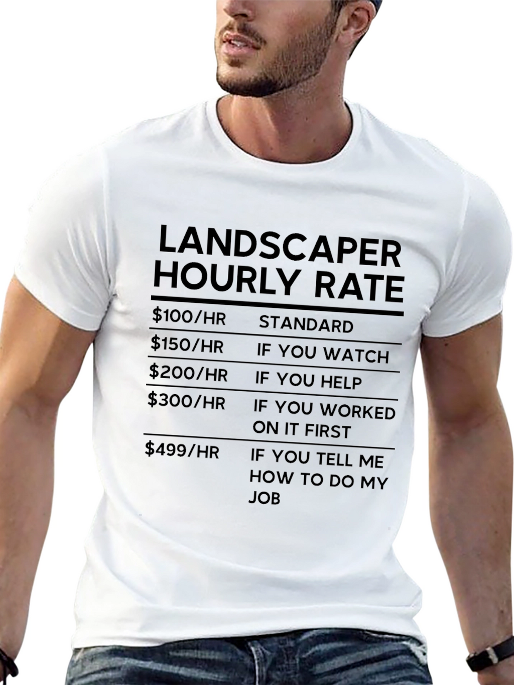 Landscaper Hourly Rate Funny Graphic Tee