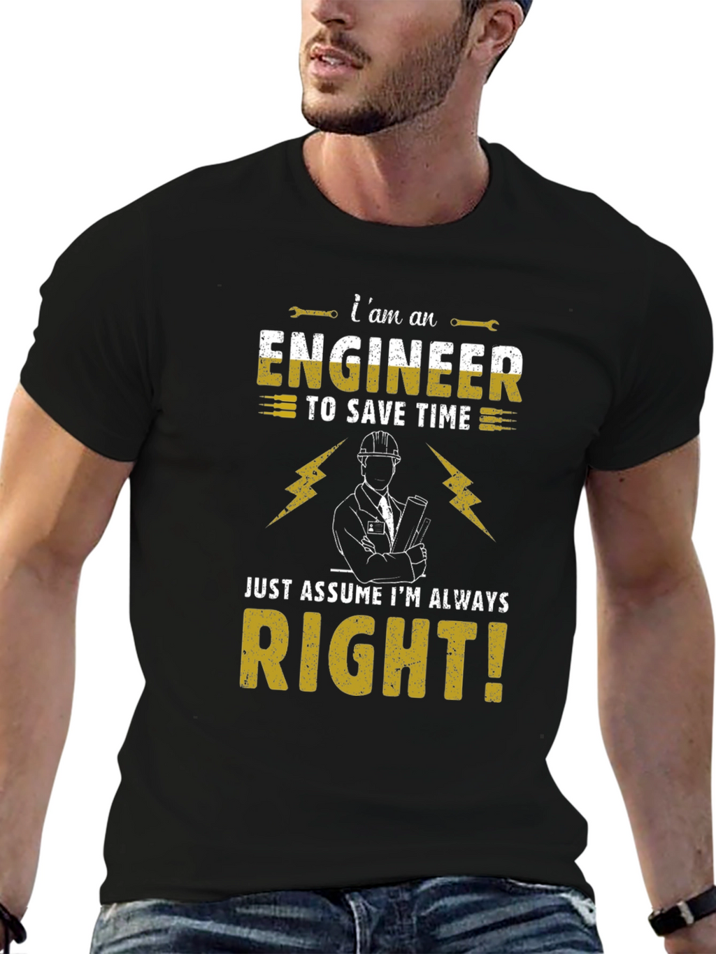 Engineer Always Right Graphic Tee - Black