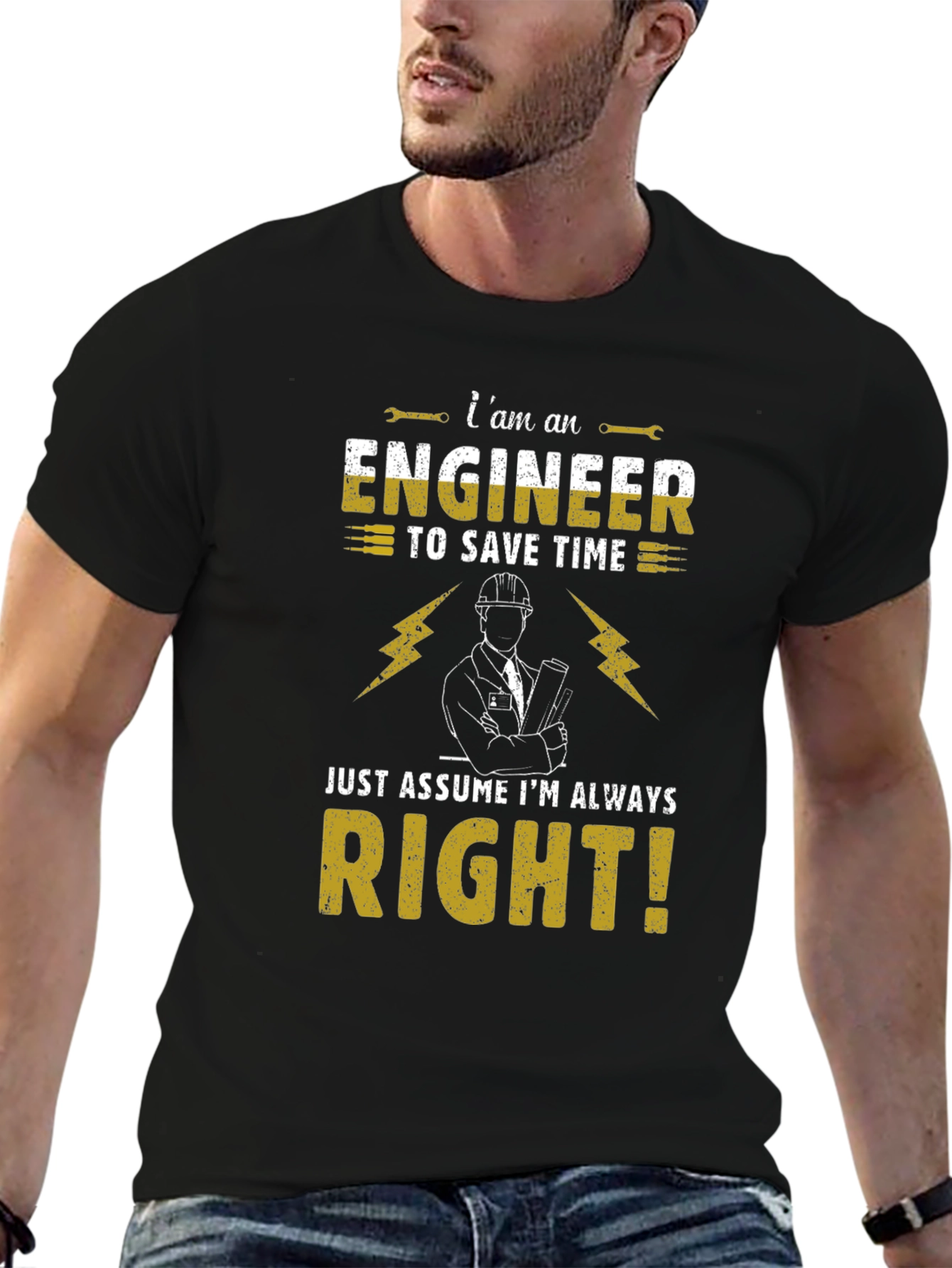 Engineer Always Right Graphic Tee - Black