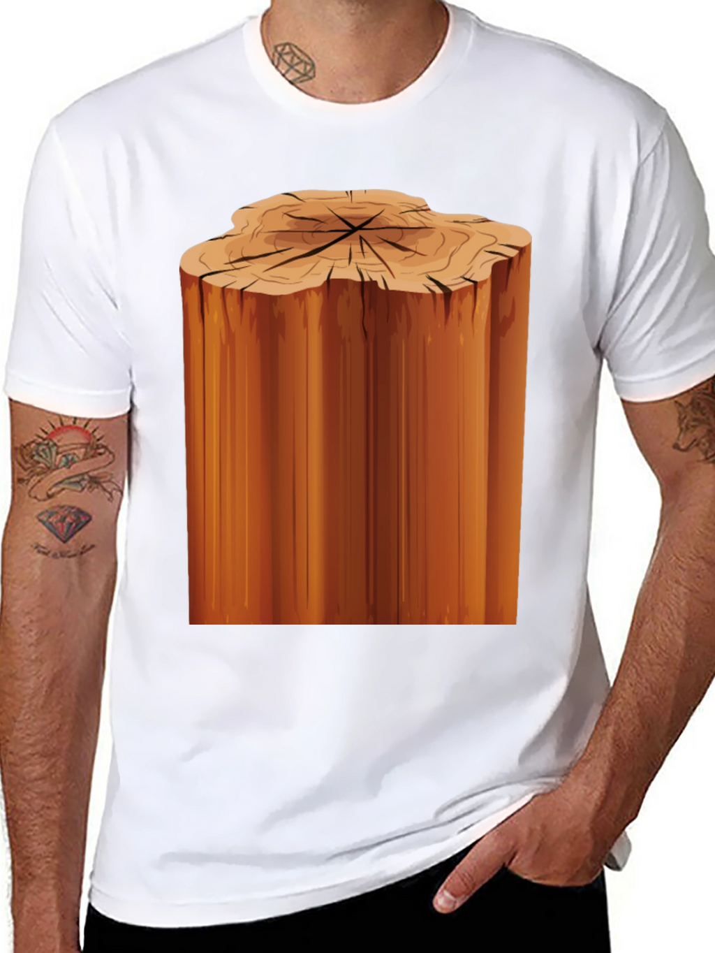 Tree Stump Graphic Black T-Shirt