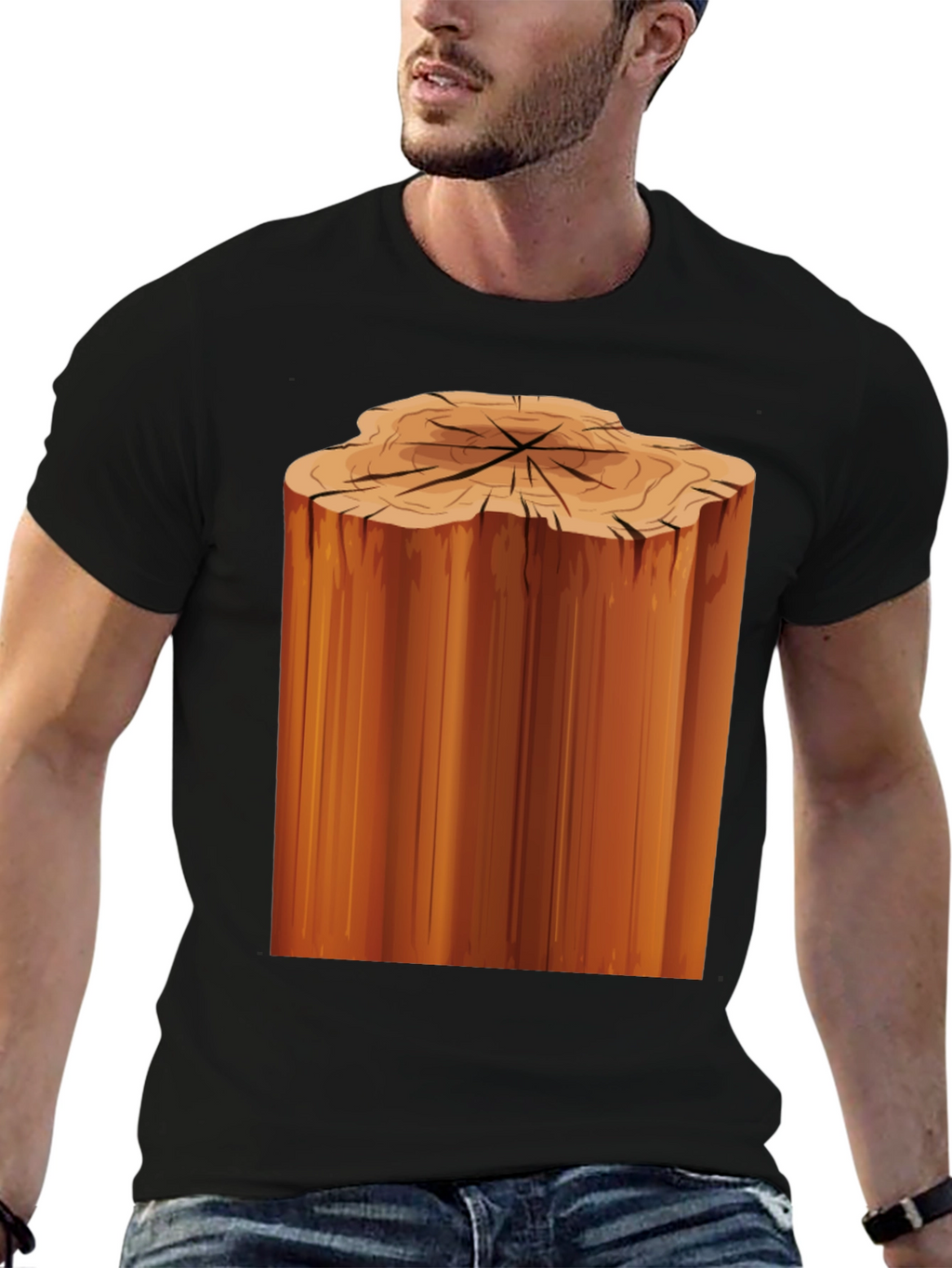 Tree Stump Graphic Black T-Shirt