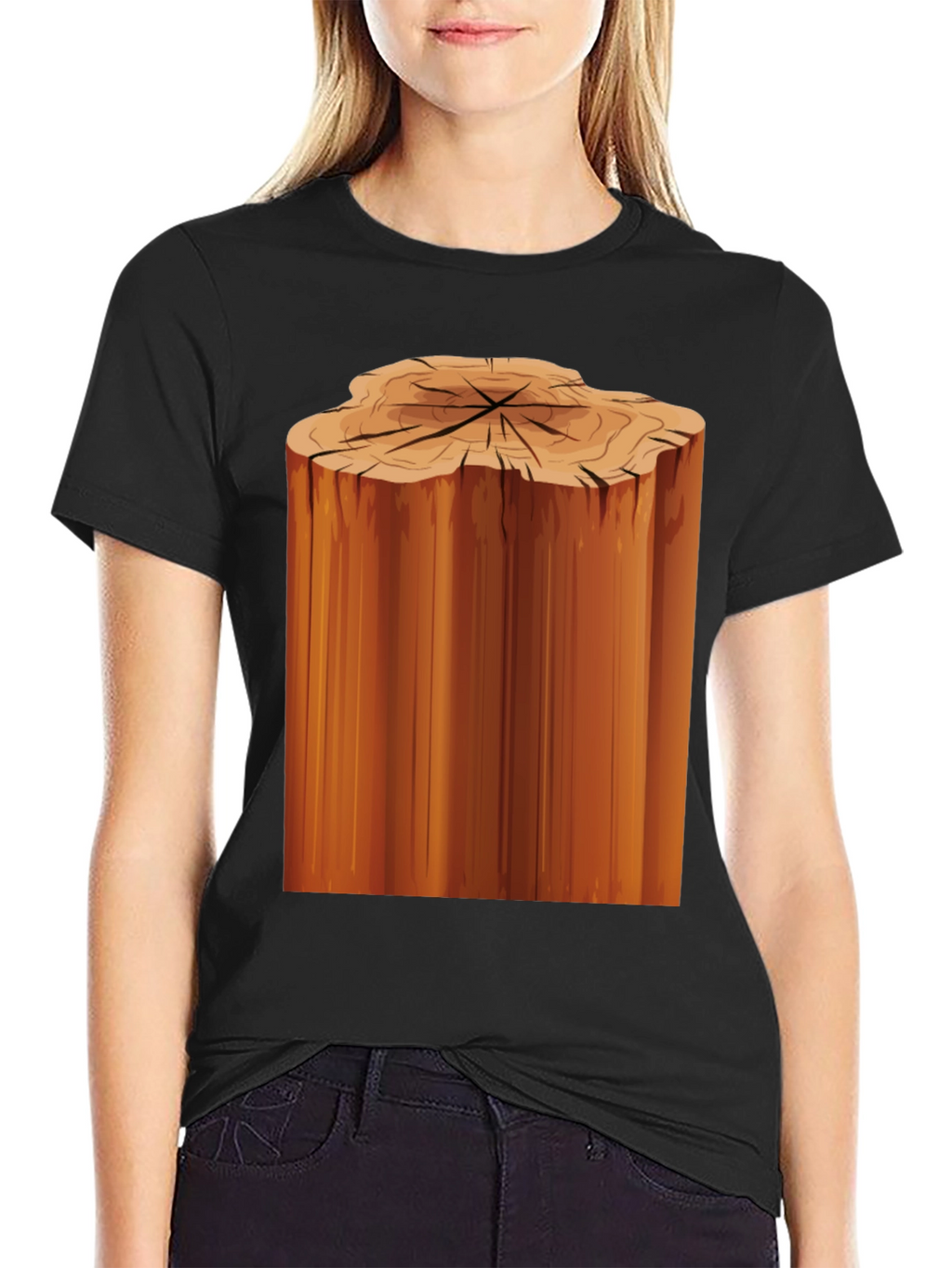 Tree Stump Graphic Black T-Shirt