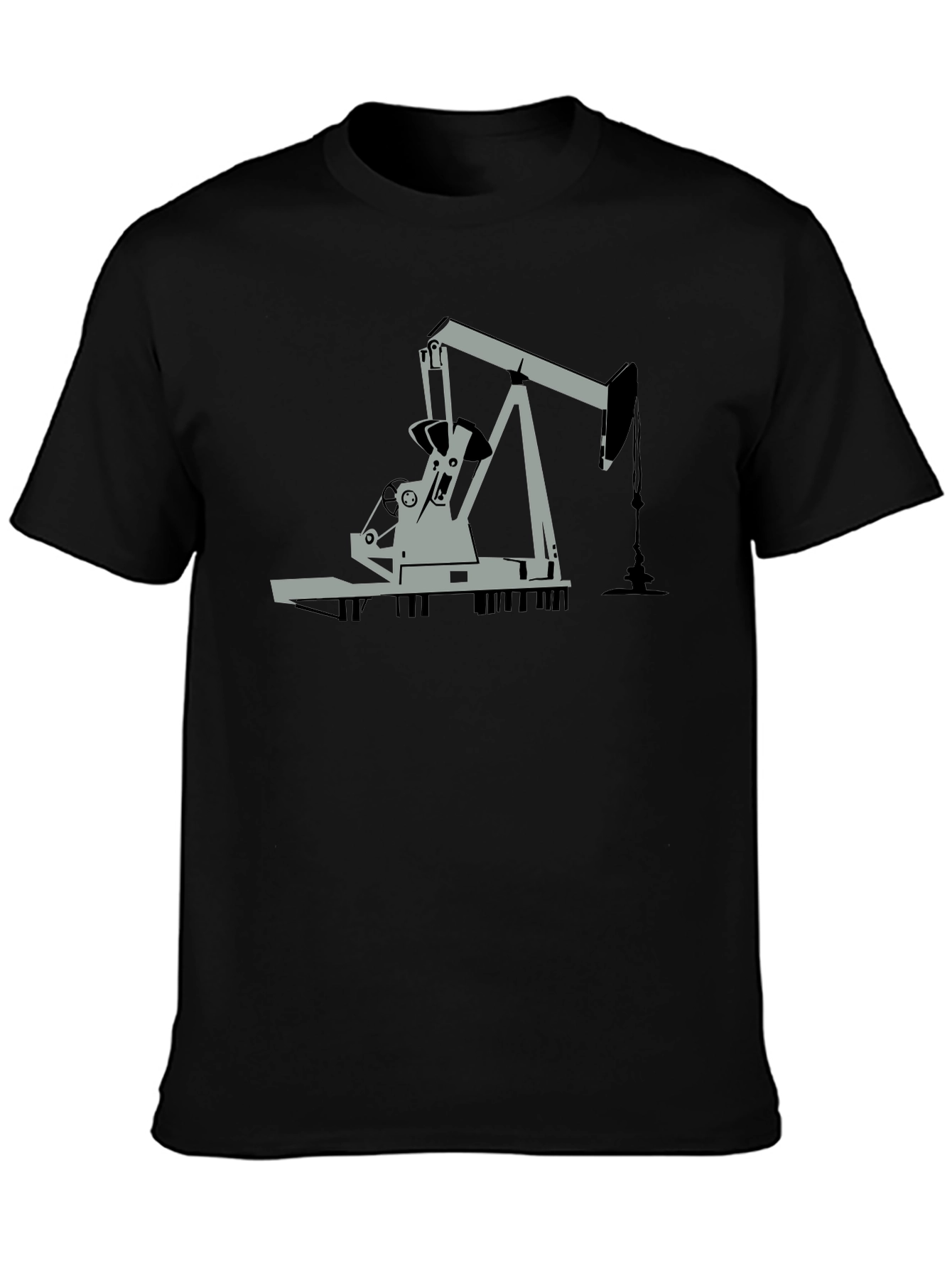 Oil Rig Graphic Tee - Black Cotton Blend