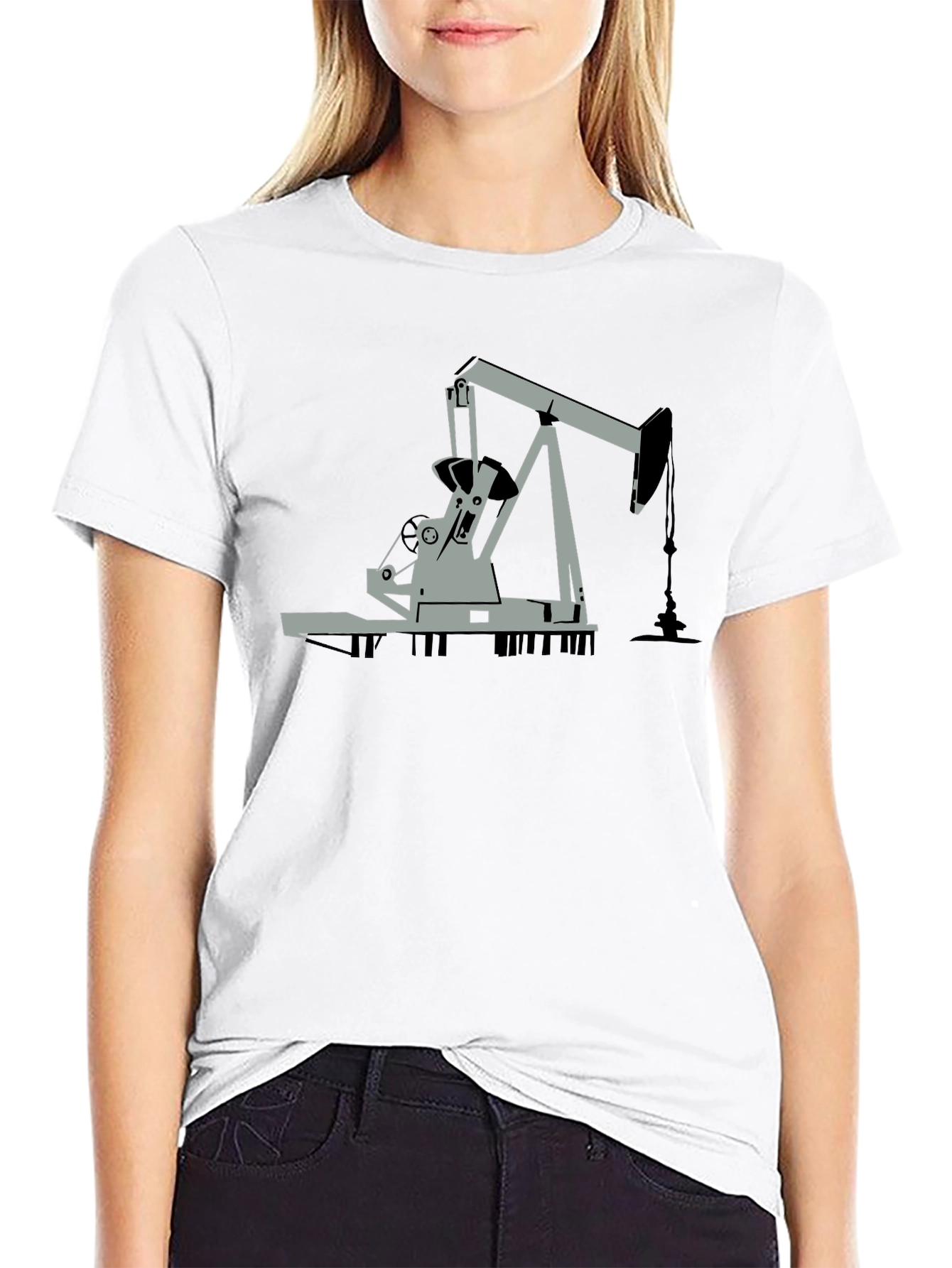 Oil Rig Graphic Tee - Black Cotton Blend