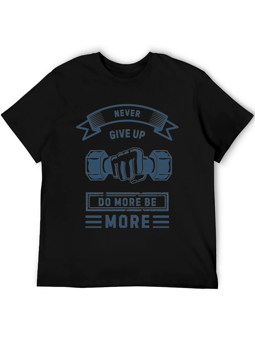 Never Give Up Black Graphic T-Shirt