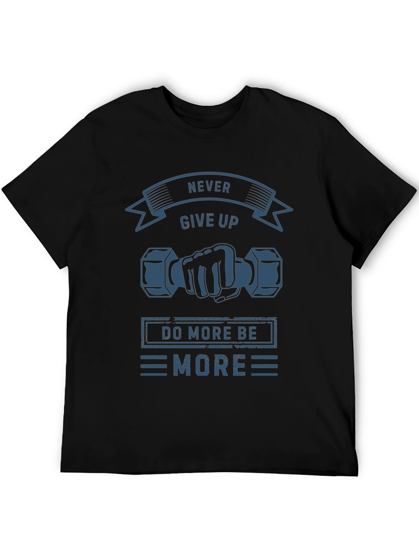 Never Give Up Black Graphic T-Shirt