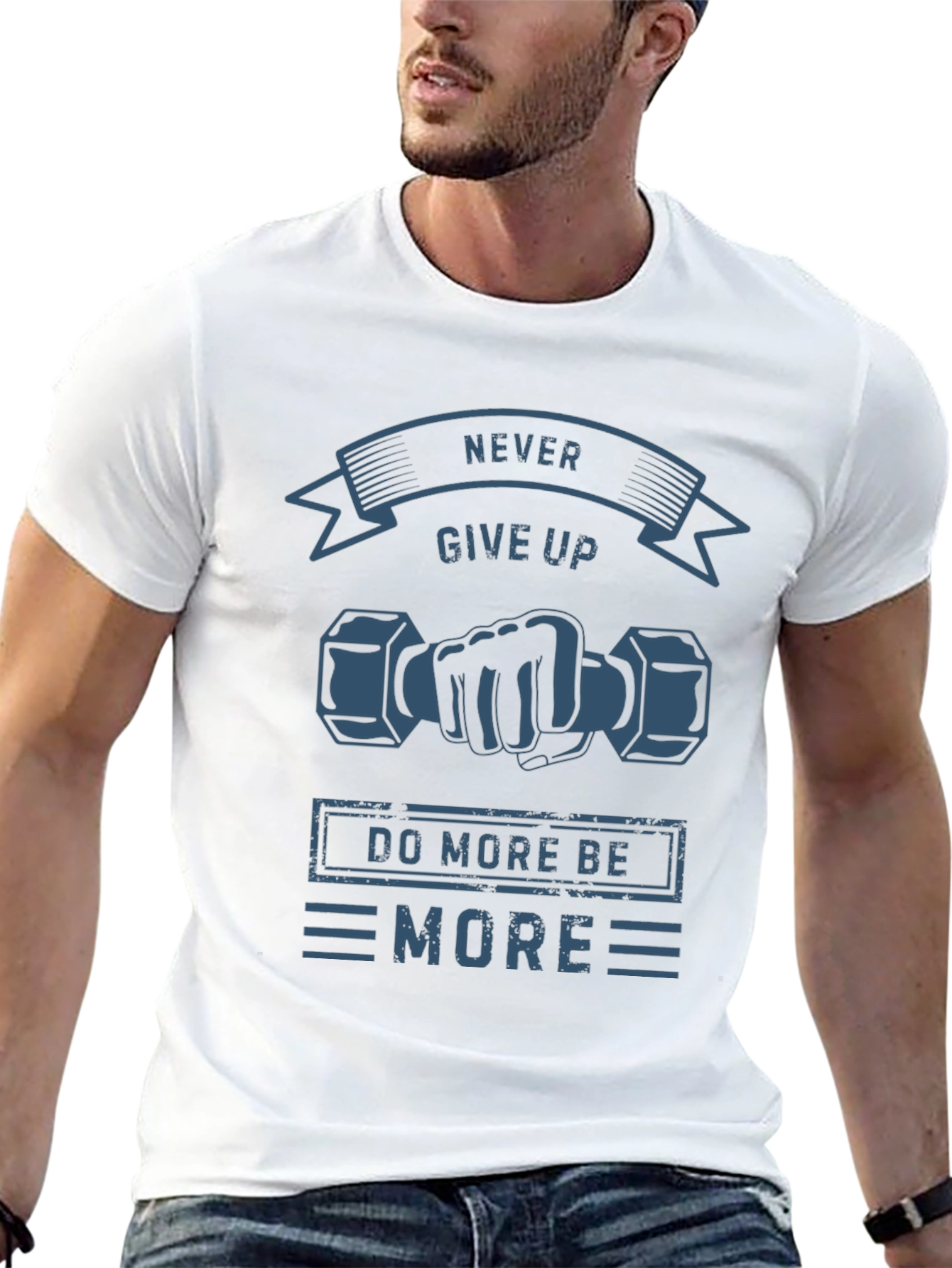Never Give Up Black Graphic T-Shirt