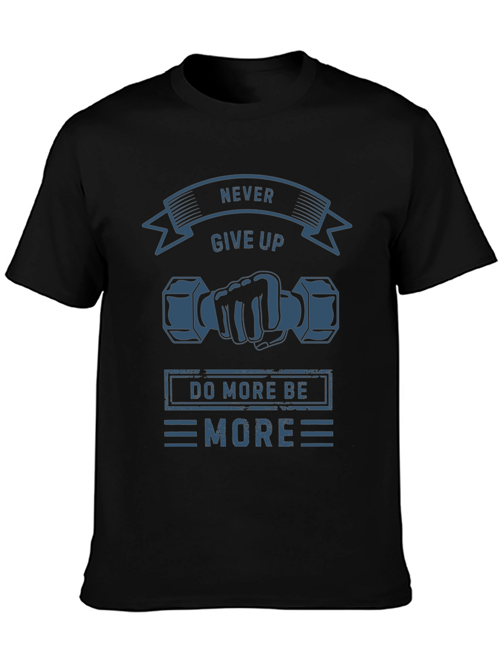 Never Give Up Black Graphic T-Shirt