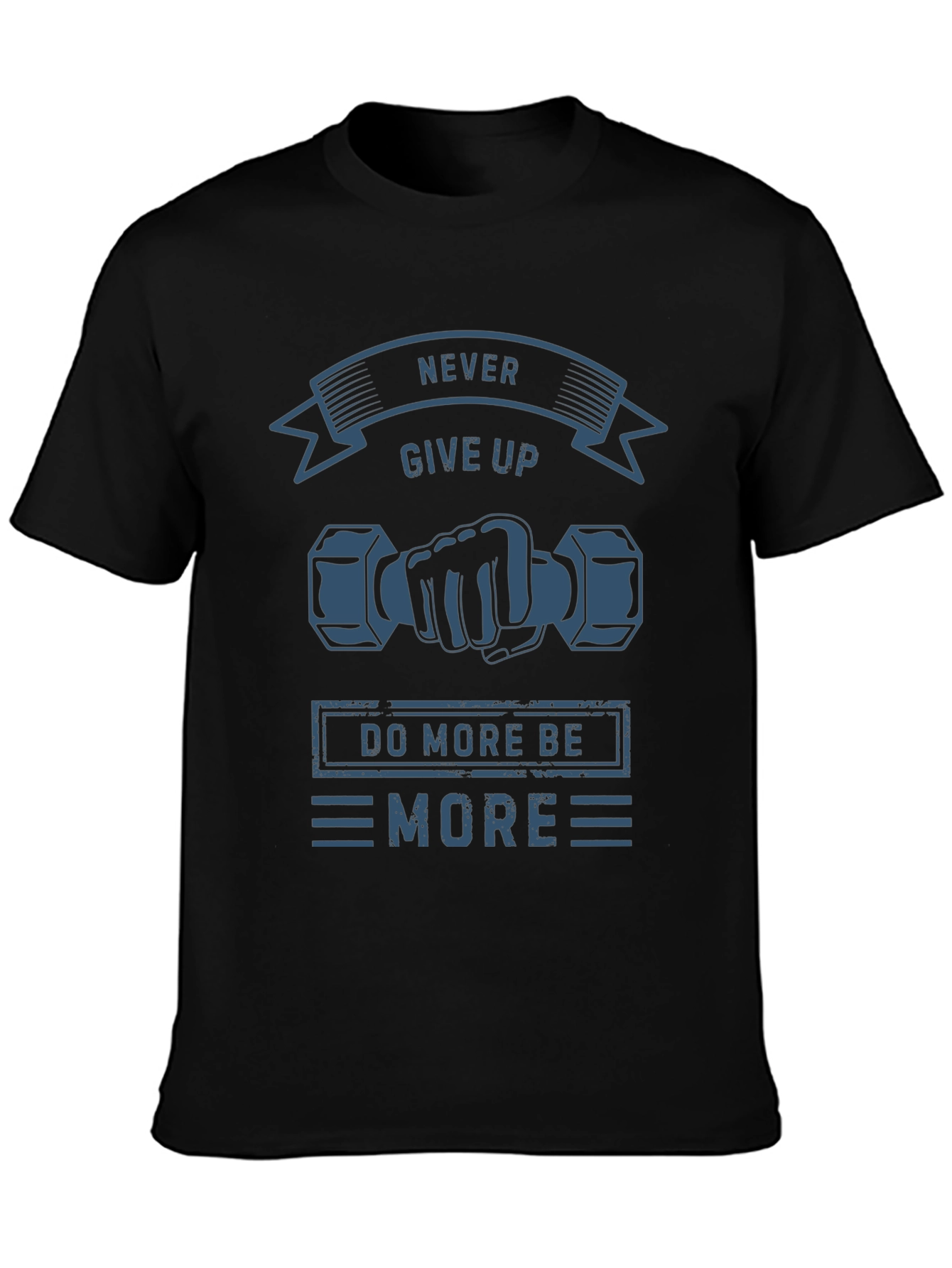 Never Give Up Black Graphic T-Shirt