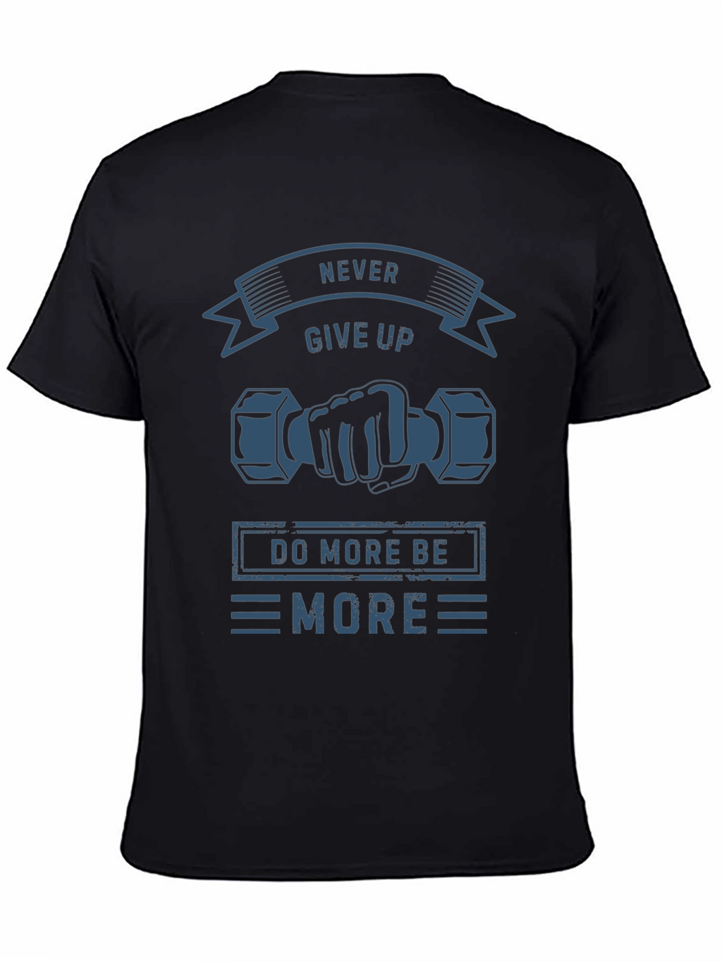 Never Give Up Black Graphic T-Shirt