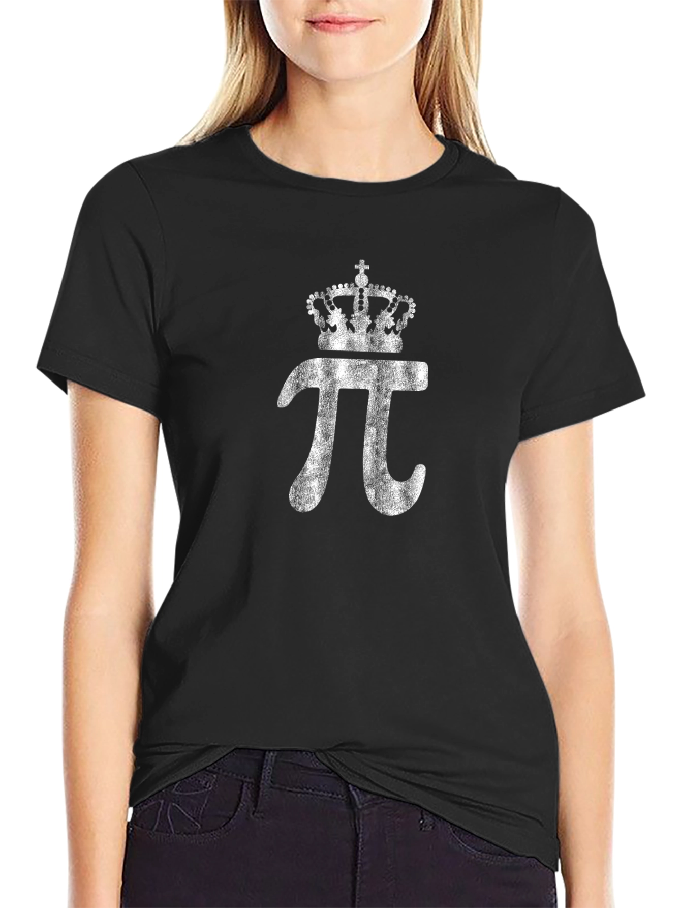 Pi Symbol Crown Graphic Mens Black T-Shirt