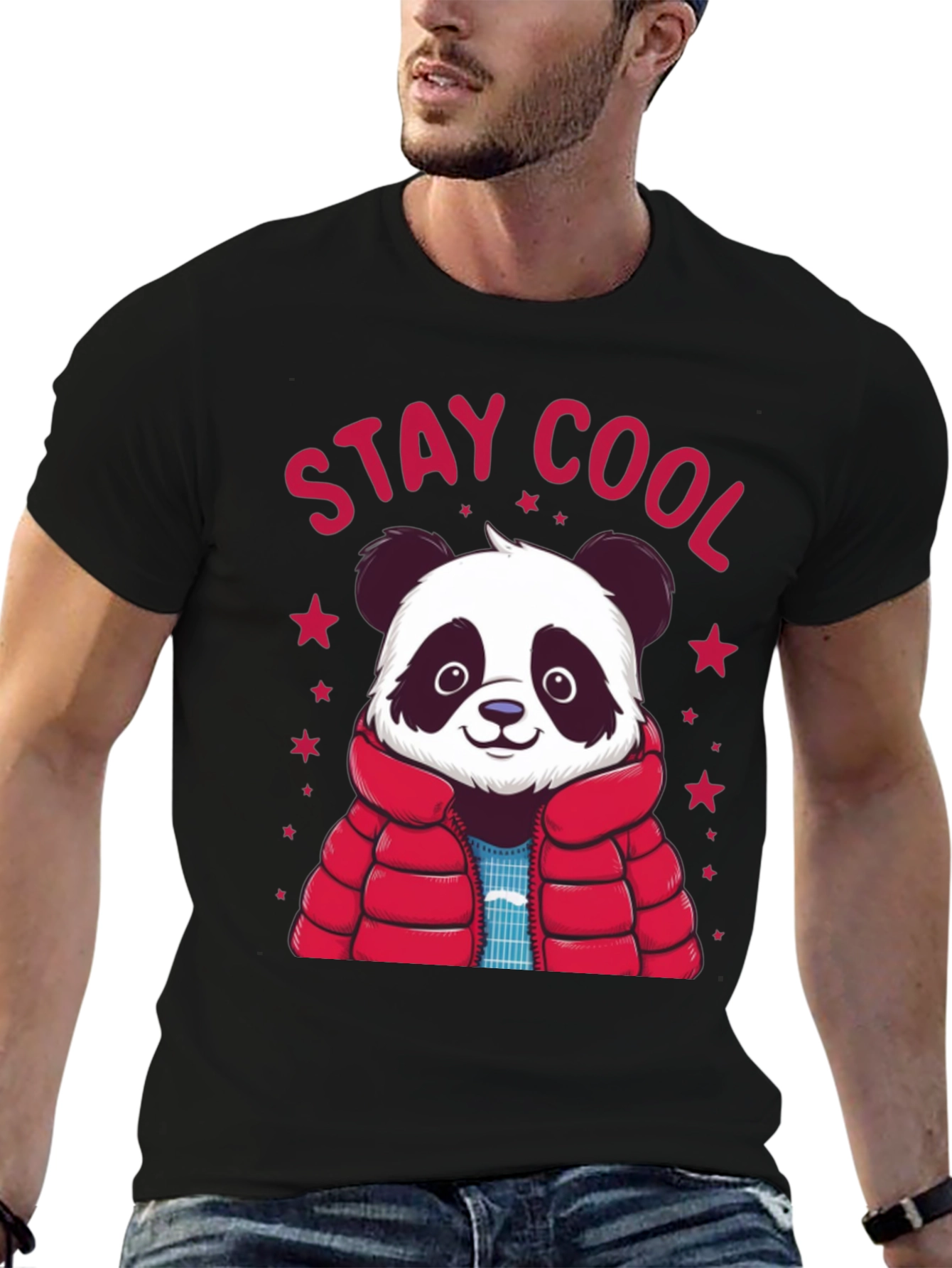 Stay Cool Panda Graphic Tee - Black