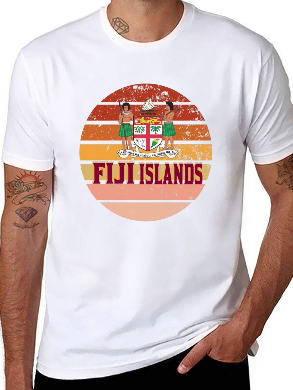 Fiji Islands Retro Sunset Graphic T-Shirt