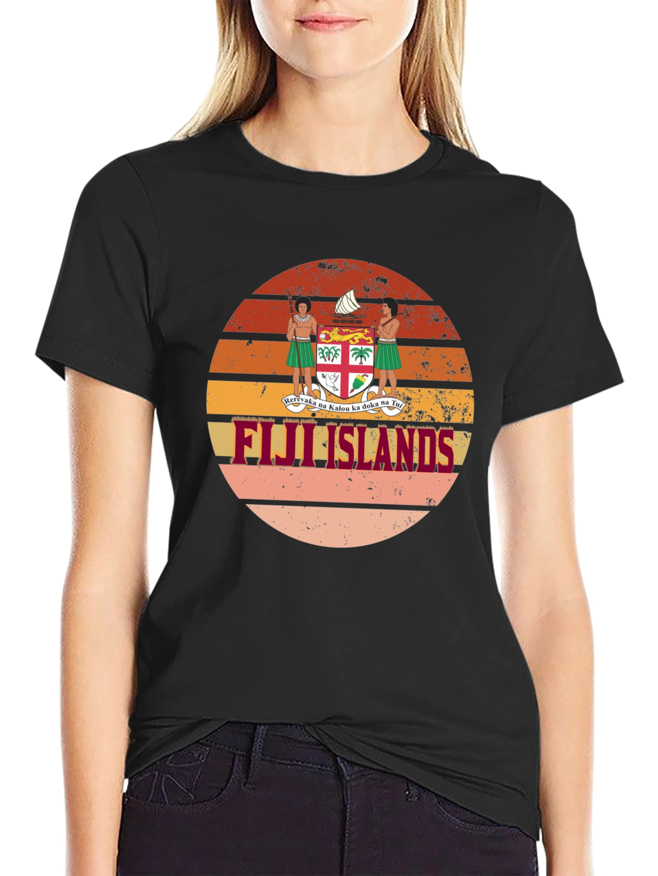 Fiji Islands Retro Sunset Graphic T-Shirt