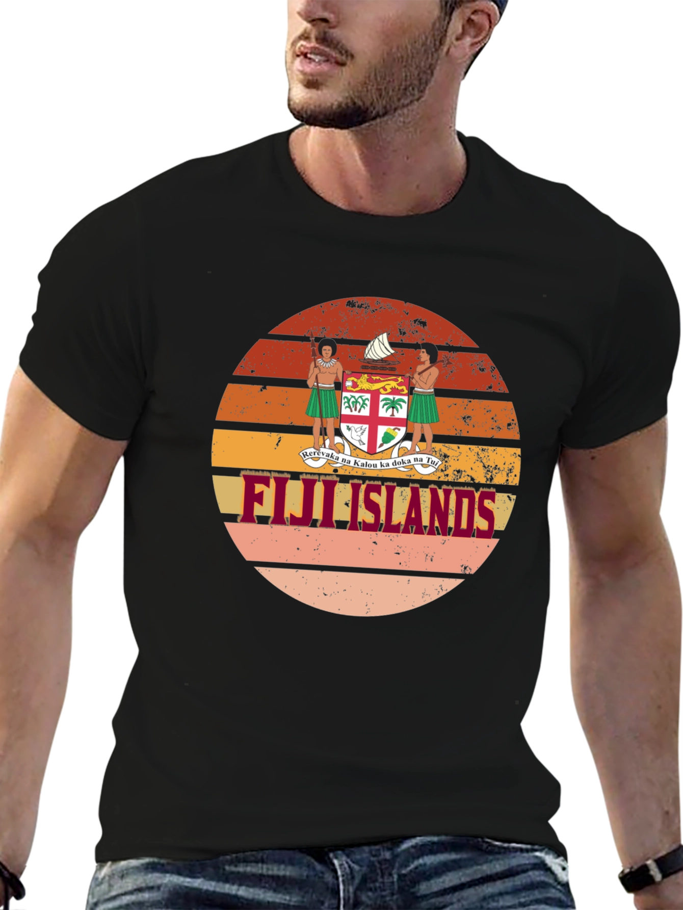 Fiji Islands Retro Sunset Graphic T-Shirt