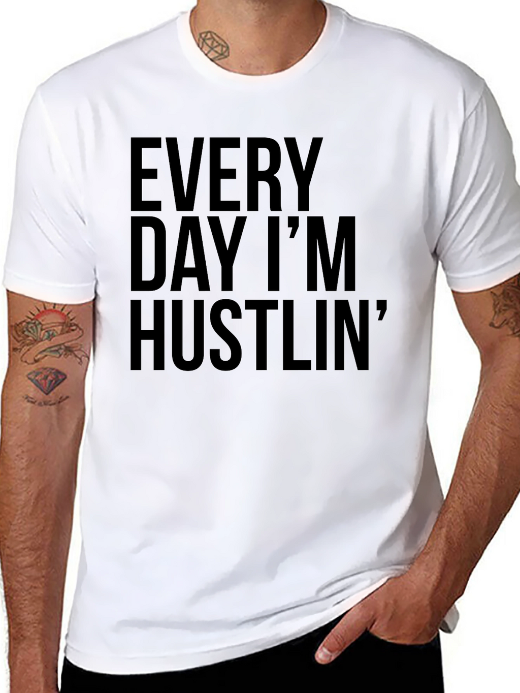 Every Day Im Hustlin Black Graphic Tee